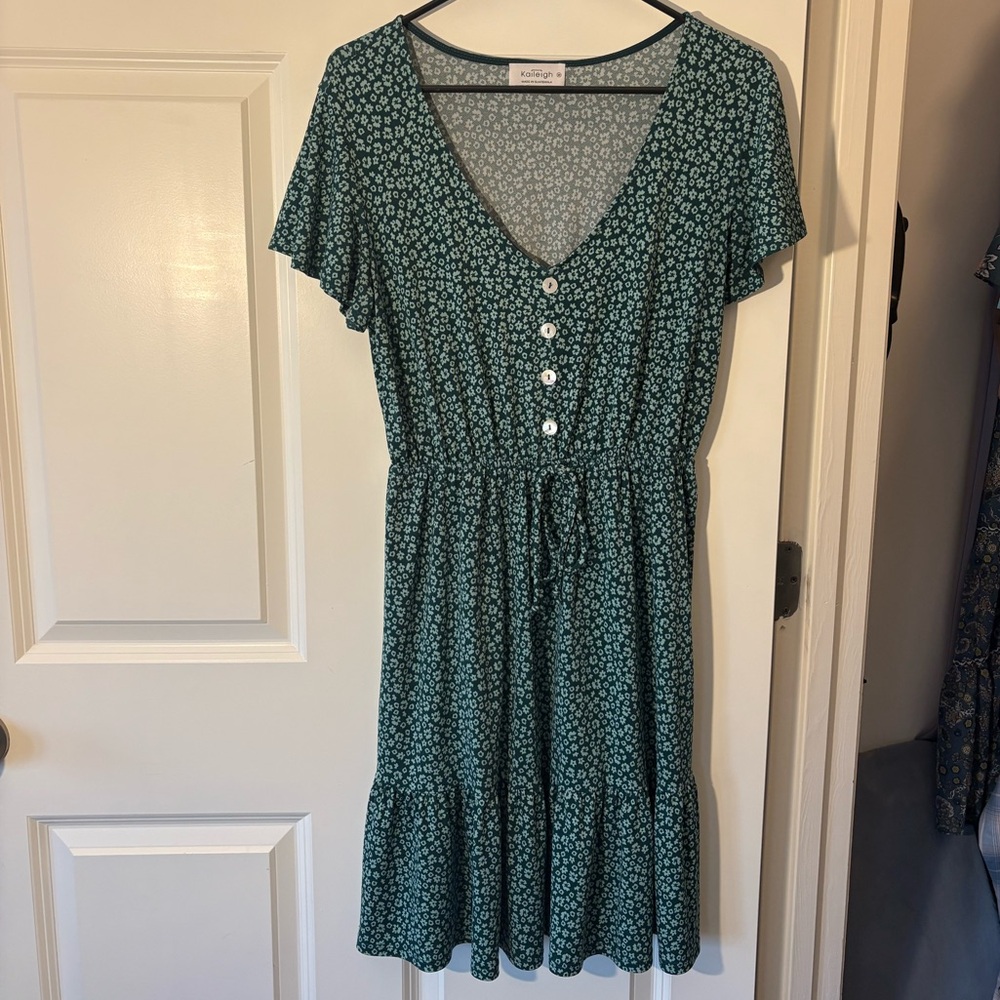 Kaileigh Teal Floral Midi Dress